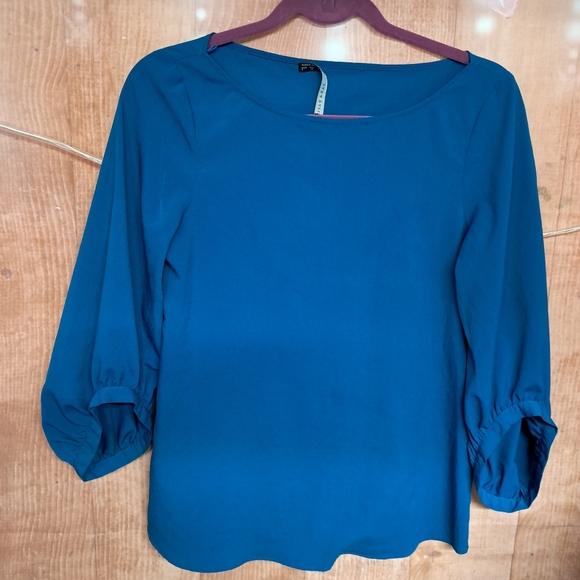 Zara Basic size small blue 3/4 sleeve blouse - Picture 1 of 4